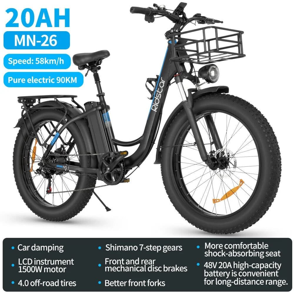 RIDSTAR MN26 26" Fat Tires Mountain Electric Bike 1500W 6 RIDSTAR MN26 26" Fat Tires Mountain Electric Bike 1500W – Image 6